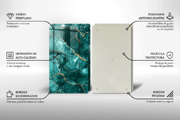 Tocător sticlă Marmură albastră