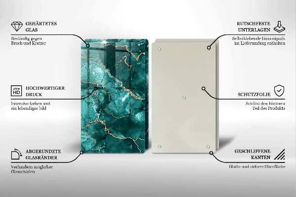 Tocător sticlă Marmură albastră