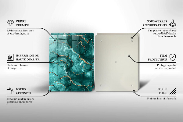 Tocător sticlă Marmură albastră