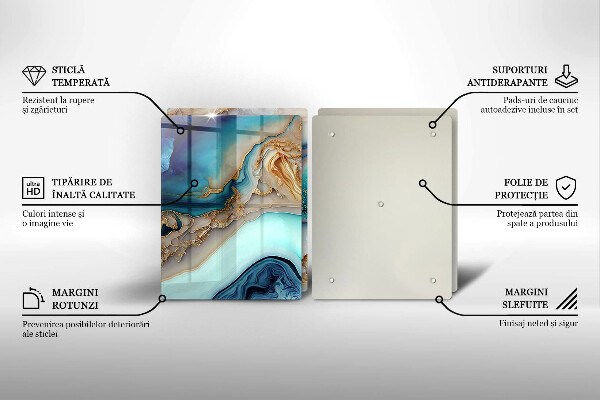 Tocător sticlă Marmură multicoloră