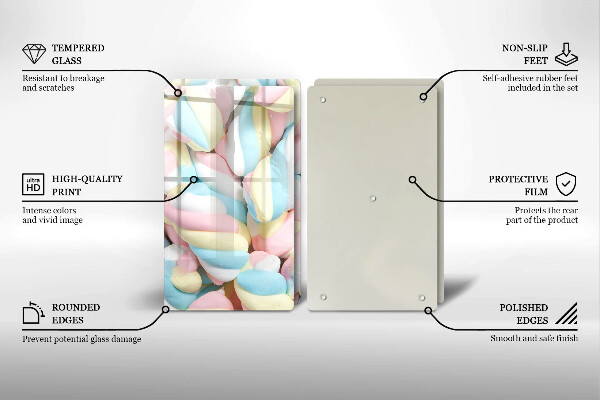 Tocător sticlă Bezele colorate