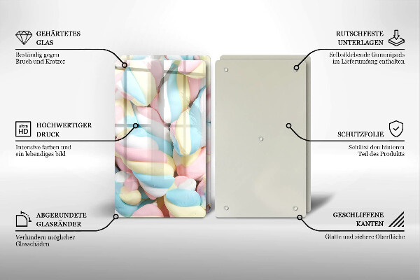 Tocător sticlă Bezele colorate