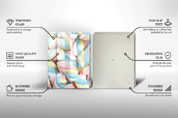 Tocător sticlă Bezele colorate