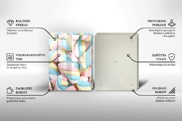 Tocător sticlă Bezele colorate