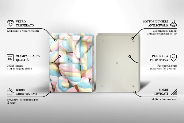 Tocător sticlă Bezele colorate