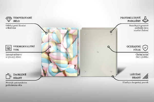 Tocător sticlă Bezele colorate