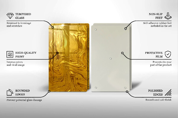 Tocător sticlă Textura aurie