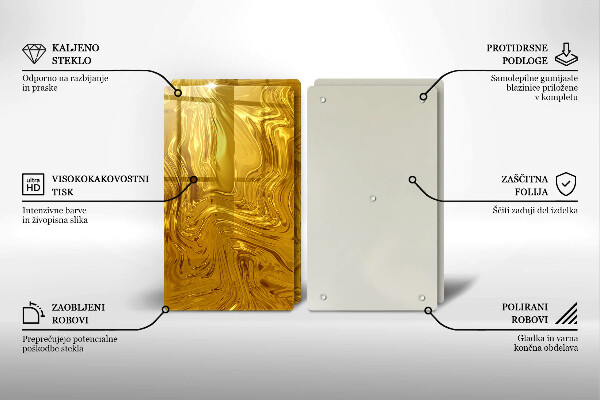 Tocător sticlă Textura aurie