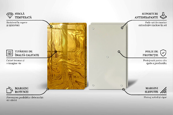 Tocător sticlă Textura aurie