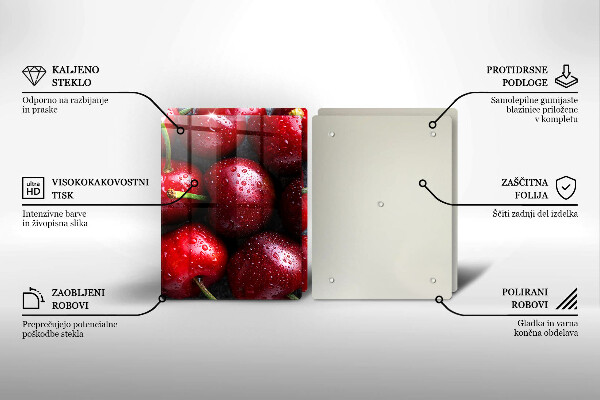 Tocător sticlă Prim-plan cu cireșe