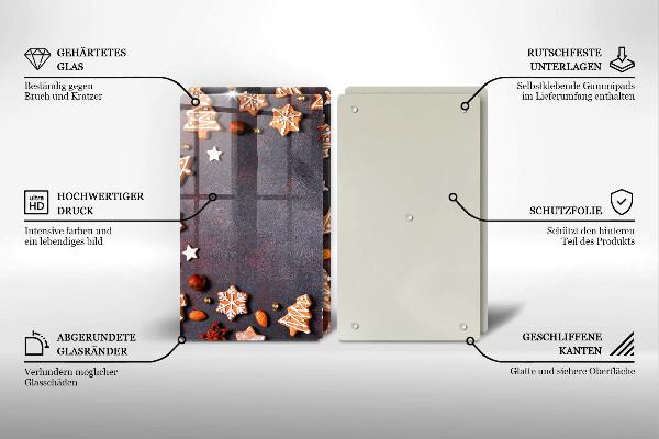 Tocător sticlă Crăciun turtă dulce