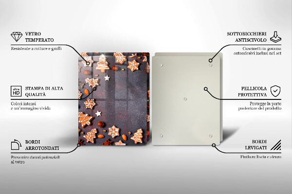 Tocător sticlă Crăciun turtă dulce