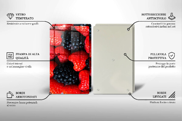 Tocător sticlă Zmeura si murele