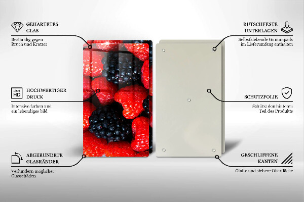 Tocător sticlă Zmeura si murele