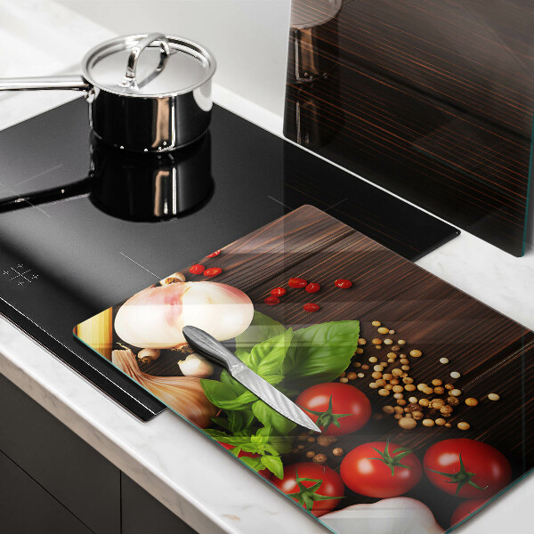 Tocător sticlă Legume pe masă