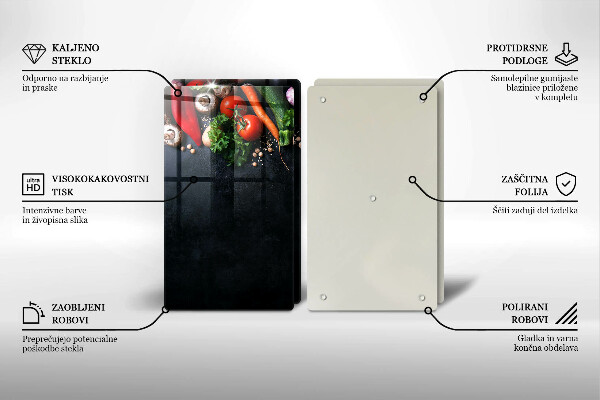 Tocător sticlă Legume colorate