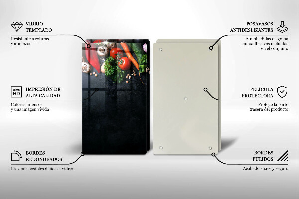 Tocător sticlă Legume colorate