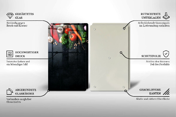 Tocător sticlă Legume colorate