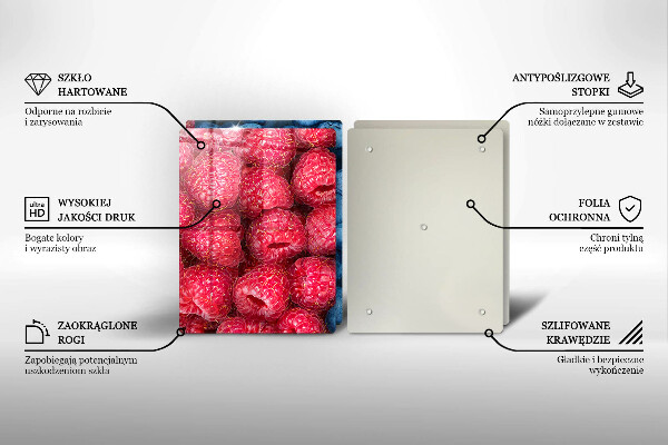 Tocător sticlă Fructe de zmeură și afine