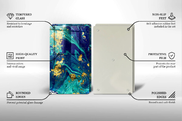 Tocător de bucătărie Abstracție cu aur