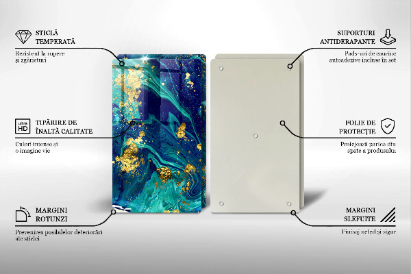 Tocător de bucătărie Abstracție cu aur