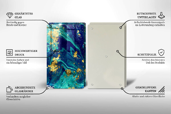 Tocător de bucătărie Abstracție cu aur