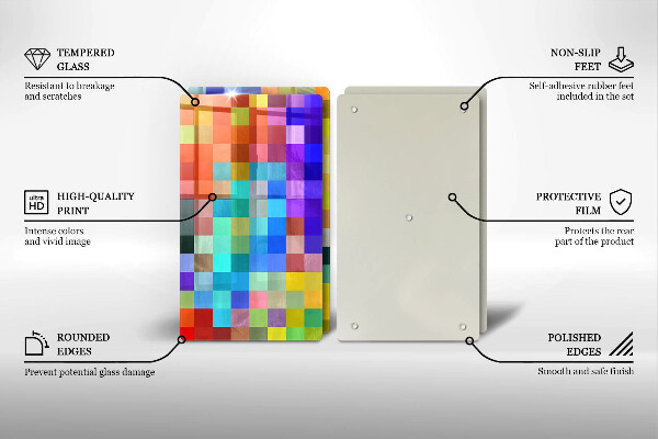 Tocător de bucătărie Pătrate de pixeli colorate