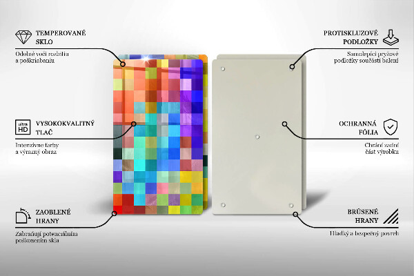 Tocător de bucătărie Pătrate de pixeli colorate