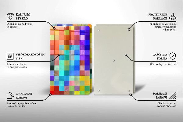 Tocător de bucătărie Pătrate de pixeli colorate