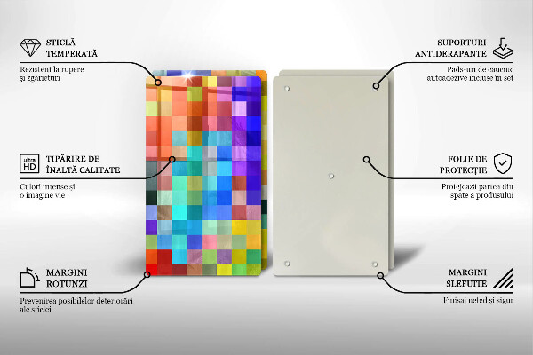 Tocător de bucătărie Pătrate de pixeli colorate