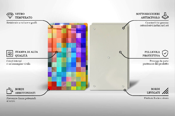 Tocător de bucătărie Pătrate de pixeli colorate