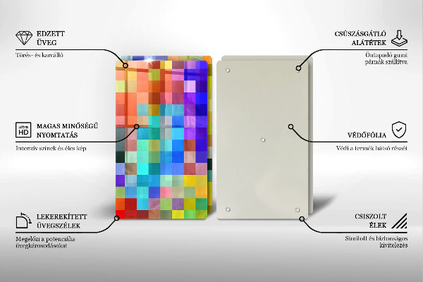 Tocător de bucătărie Pătrate de pixeli colorate
