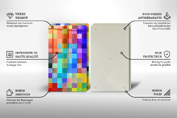 Tocător de bucătărie Pătrate de pixeli colorate