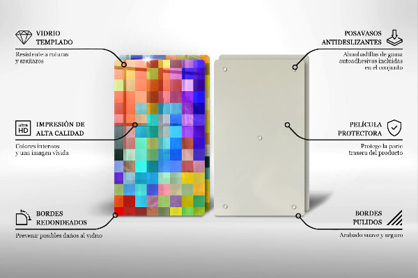 Tocător de bucătărie Pătrate de pixeli colorate