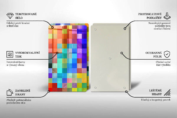 Tocător de bucătărie Pătrate de pixeli colorate