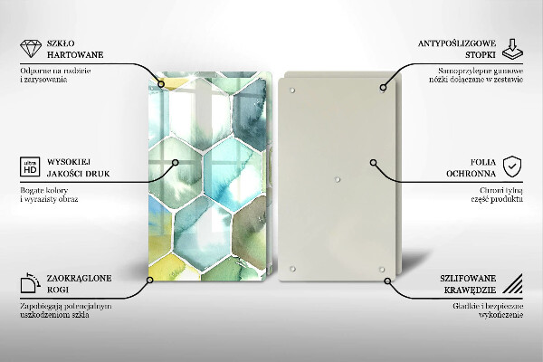 Tocător de bucătărie Hexagoane acuarele