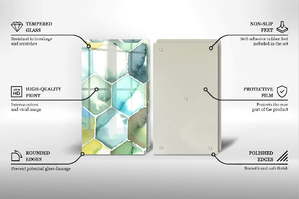 Tocător de bucătărie Hexagoane acuarele