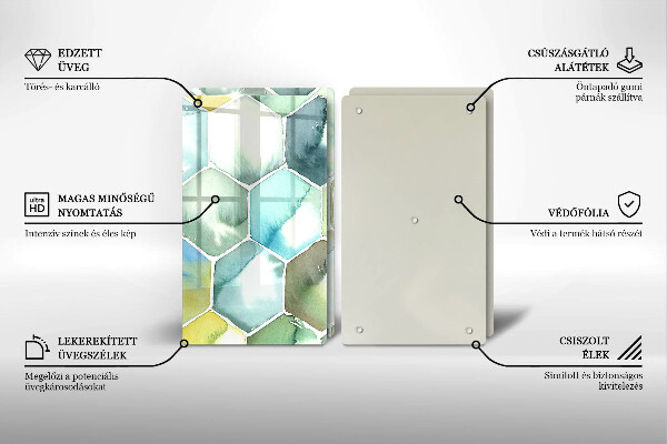Tocător de bucătărie Hexagoane acuarele