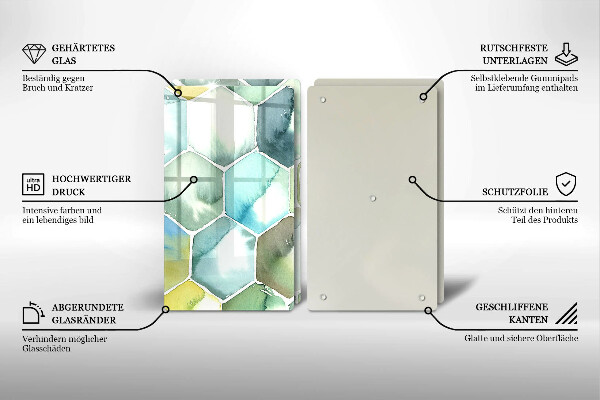 Tocător de bucătărie Hexagoane acuarele