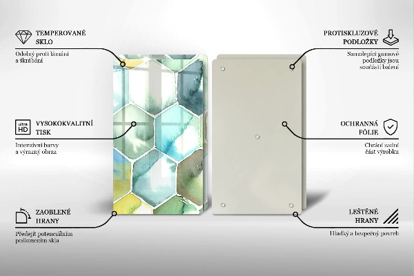 Tocător de bucătărie Hexagoane acuarele