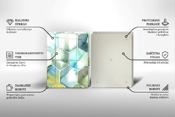 Tocător de bucătărie Hexagoane acuarele