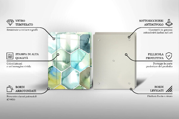 Tocător de bucătărie Hexagoane acuarele