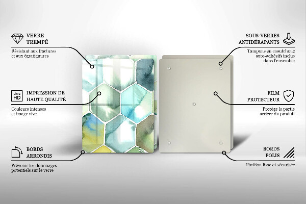 Tocător de bucătărie Hexagoane acuarele