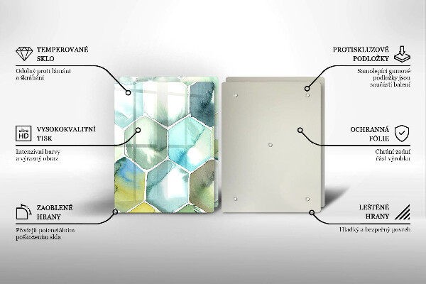 Tocător de bucătărie Hexagoane acuarele