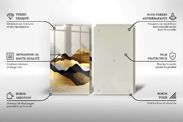 Tocător de bucătărie Munți de aur abstracti