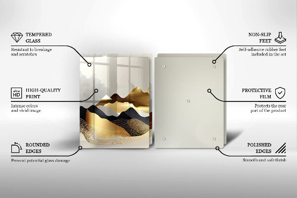 Tocător de bucătărie Munți de aur abstracti