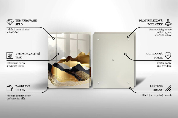 Tocător de bucătărie Munți de aur abstracti