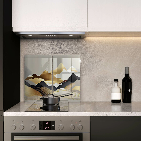 Tocător de bucătărie Munți de aur abstracti