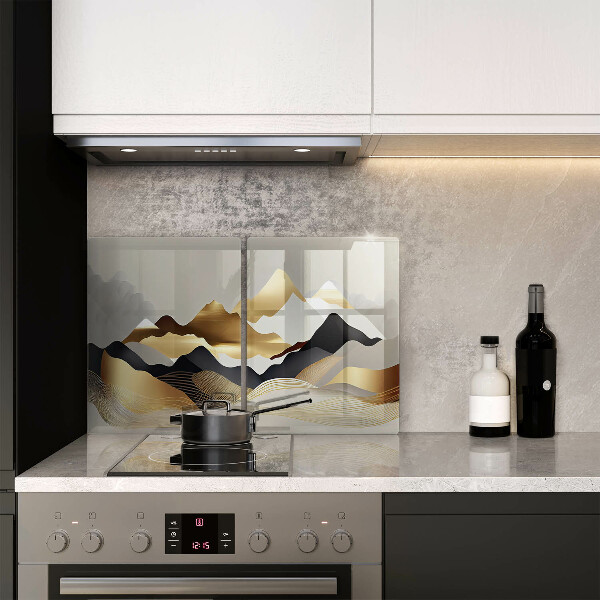 Tocător de bucătărie Munți de aur abstracti