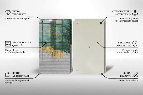 Tocător de bucătărie Abstracție cu aur